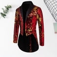 thumbnail image 2 of Blekii Men's Sequin Blazer Jacket, Party Tuxedo Style Jacket, Glitter Evening Wear Coat, Festive Holiday Celebration Top, Stage Performance Outfit, Eye-Catching Jacket for Special Nights, Red Xl, 2 of 9