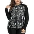 thumbnail image 1 of Women's Plus Size Rush Guard Floral Long Sleeve Zip Front Swim Top, 1 of 5