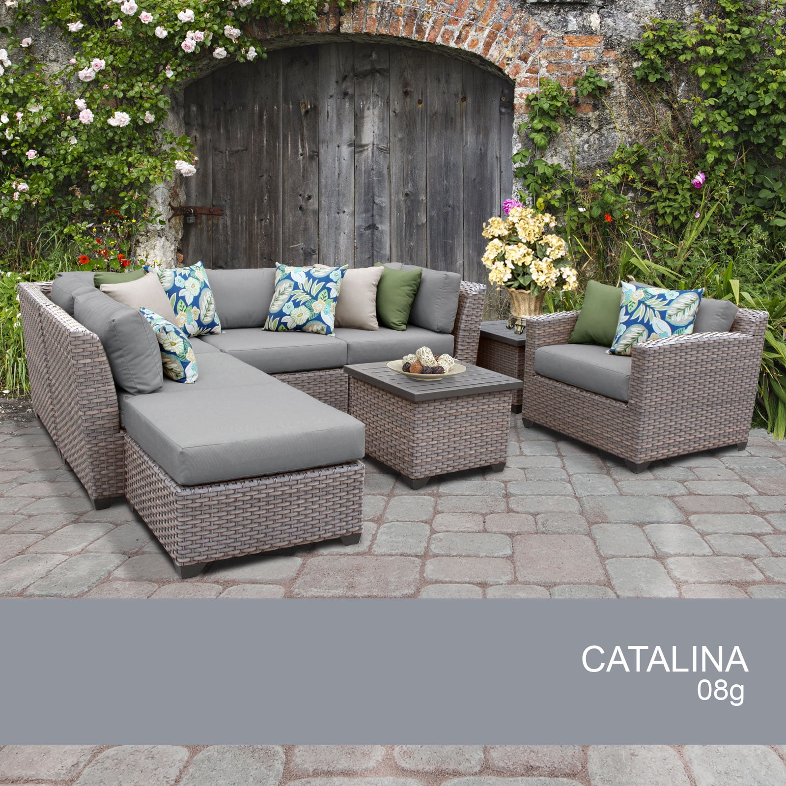 Catalina 8 Piece Outdoor Wicker Patio Furniture Set 08g