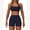 Blue, variant on IBTOM CASTLE Workout Sets for Women Square Neck Halter Sports Bra High Waist Biker Shorts 2 Piece Gym Yoga Outfits S Black