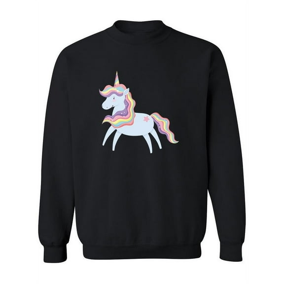 Blue Unicorn With Rainbow Mane Sweatshirt Women -Image by Shutterstock, Female 5X-Large