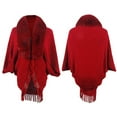 thumbnail image 5 of Elainilye Fashion Women's Fall Winter Scarf Knitted Loose Thickened Shawl Coat Artificial Fur-Collar Scarf Wrap Shawl Scarves,Red, 5 of 5