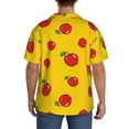 thumbnail image 7 of PAYOHTO Red Drawn Apples Yellow Background Mens Hawaiian Casual Short-sleeved Shirt Tropical Summer Beach Button Down Shirts, 7 of 7