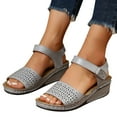 thumbnail image 3 of WIZUTIZ Wedge Sandals for Women Dressy Sandals Women Sports Comfort Stretch Hollow Out Sandals Buckle Round Toe Summer Shoes Low Heel (1"-2") Medium Solid Sandals for Lady Daily Deals Gray, 3 of 6