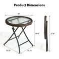 thumbnail image 2 of Xilee Foldable Outdoor Side Table with Tempered Glass Top, Wicker Table with Tempered Glass Patio Furniture Sets and Outside Furniture for Pool, Balcony, Deck, Porch, Brown, 2 of 7