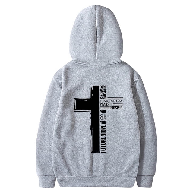 Wyzesi Oversized Sweatshirts Plus Size Male Long Sleeve Hooded Sweatshirt Solid Color Back Print Sweatshirt