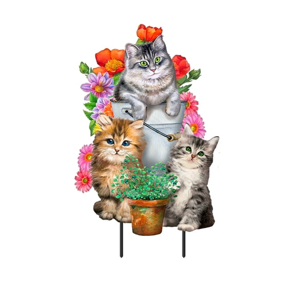 Briarwood Lane Spring Metal Art 28x15 Garden Cats For Spring Metal Art