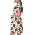 thumbnail image 2 of Naloa Strawberry Print Womens Summer A-Line Dress with Pockets,Short Sleeve Dresses,Flowy Beach Swing Dress for Vacation Travel, 2 of 6