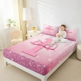 thumbnail image 4 of jejeloiu Monogrammed I Bed Sheets,Cute Girls Bowtie King Sheets,Pink Glitter Print Sheet Set For Child,Microfiber Room Decorative,4 Pieces, 4 of 7