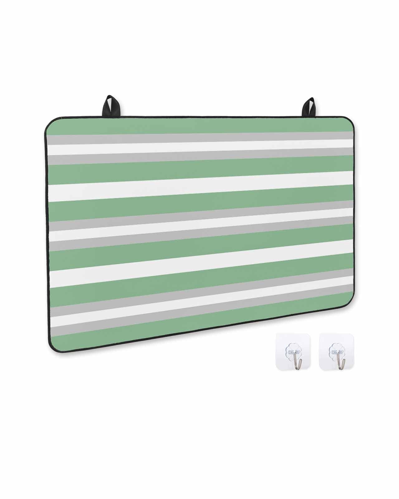 nqOlkjepod Large Induction Cooktop Protector Mat 36"x21", Green Grey Stripe Stove Top Covers for Electric Stove, Minimalist Farmhouse Striped Stove Burner Cover Mats, Glass Top Stove Cover