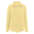 thumbnail image 6 of felwors Women's Button-Down Blouses - Cozy Textured Collared Long Sleeve Shirts for Fall Work & Camping Yellow, XL, 6 of 8