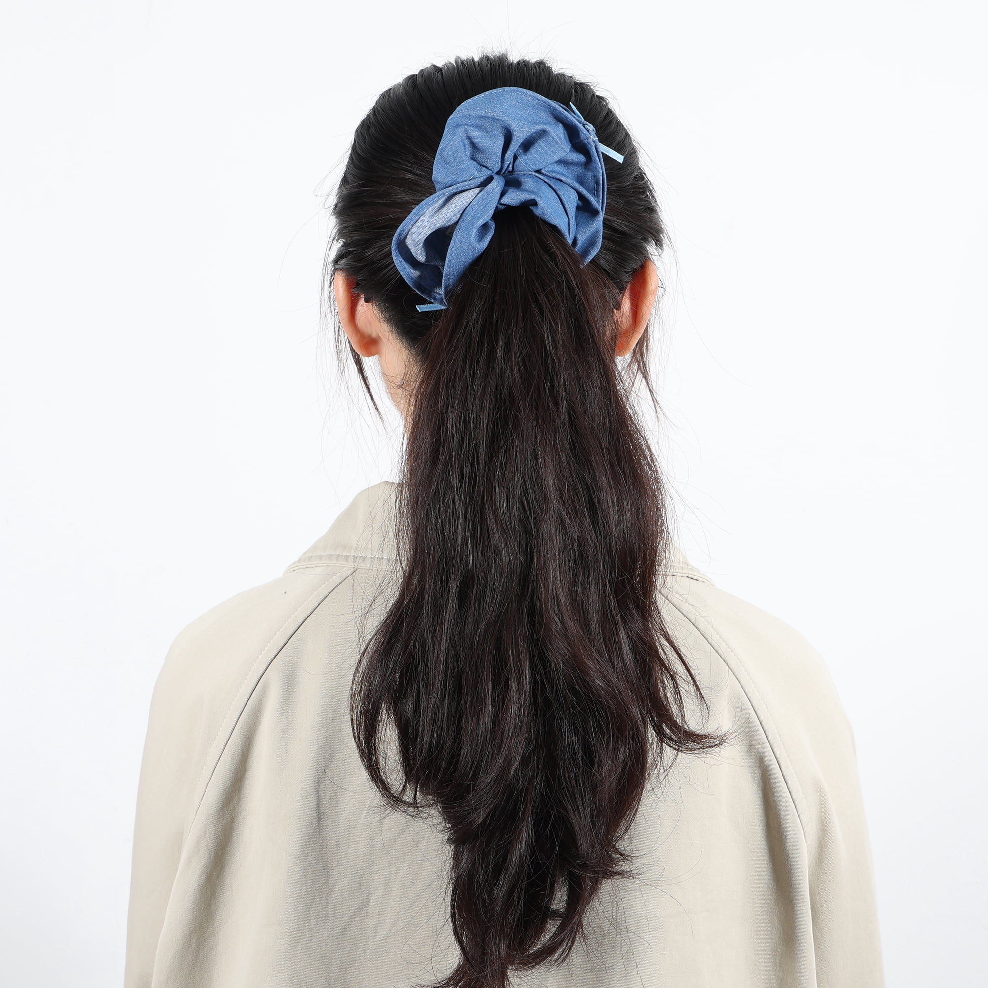 Unique Bargains Bow Denim Hair Ties All Occasions Hairstyles Blue Ribbon Bow
