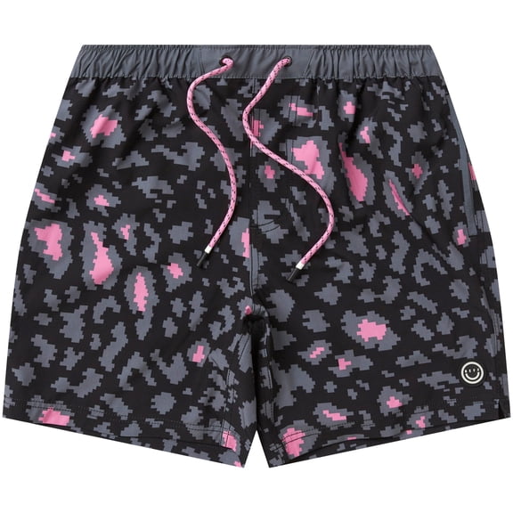 Men's NEFF Pink Pixel Hot Lap  Hot Tub Swim Trunks