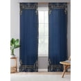 thumbnail image 5 of Sheer Curtains 84 Inches Long, Navy Blue Geometric Semi Sheer Curtains Light Filtering Window Treatment, Farmhouse Geo Retro Art Watercolor Privacy Voile Drapes for Living Room Bedroom 52x84 Inch, 5 of 7