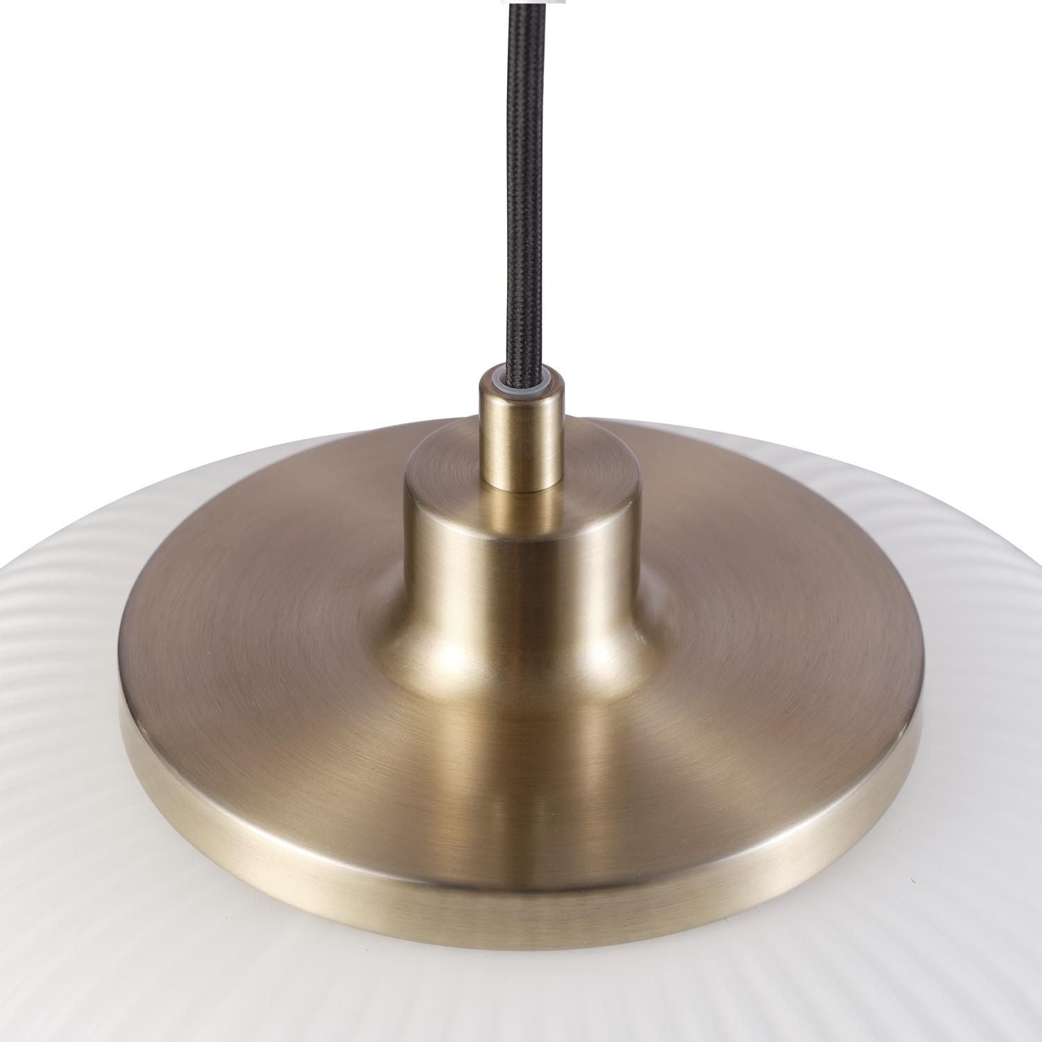 Novogratz x Globe Lily 1-Light Pendant Lighting, Matte Brass, Frosted Ribbed Glass Shade