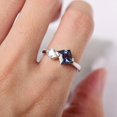 thumbnail image 3 of Unique 2 Stone Ring Sterling Silver Princess Cut Alexandrite Engagement Ring June Birthstone, 3 of 3