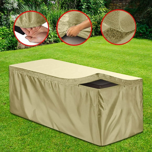TUWABEII Patio Deck Box Cover Heavy Duty Waterproof Bench Outdoor Storage Deck Boxes Covers Garden Furniture Table Ottoman Dust Cover