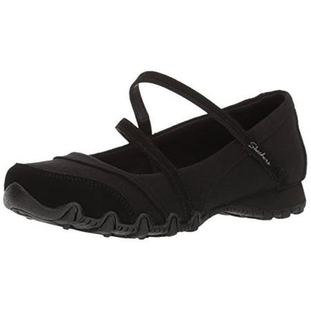 Skechers Women's Bikers -Fiesta Mary Jane Flat,Extra Wide US,Black