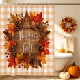 thumbnail image 5 of Happy Fall Shower Curtains for Bathroom, Maple Leaves Orange Checked Thanksgiving Waterproof Fabric Shower Curtain, Decorative Bathroom Curtain for Bathtub, 72"x72", No Hooks Included, 5 of 9