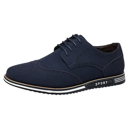 PLLFRLRT Mens Suede Brown Dress Shoes British Style Business Shoe British Business Shoe Pointed Toe Formal Leather Shoes Lace Up Casual Dress Shoes(Blue 10.5)