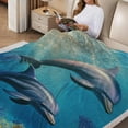 thumbnail image 2 of FCXZI Dolphins Corals Ocean Warm Cozy Flannel Blanket Multi-Purpose 50*60in, 2 of 7