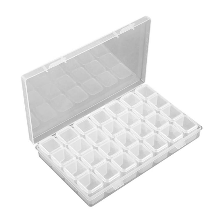 28 Grids Colored Diamond Painting Storage Containers Diamond Drill Art Embroidery Organizer Storage Box for DIY Art Craft(Clear)