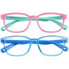 Comvin Kids Blue Light Blocking Glasses 2 Pack, Anti Eyestrain & UV Protection, Computer Screen Gaming TV Phone Glasses Anti Glare for Teen Boys Girls Age 3-12