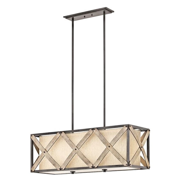 Kichler 43774AVI Cahoon 100W 3 Light Chandelier Linear, Anvil Iron