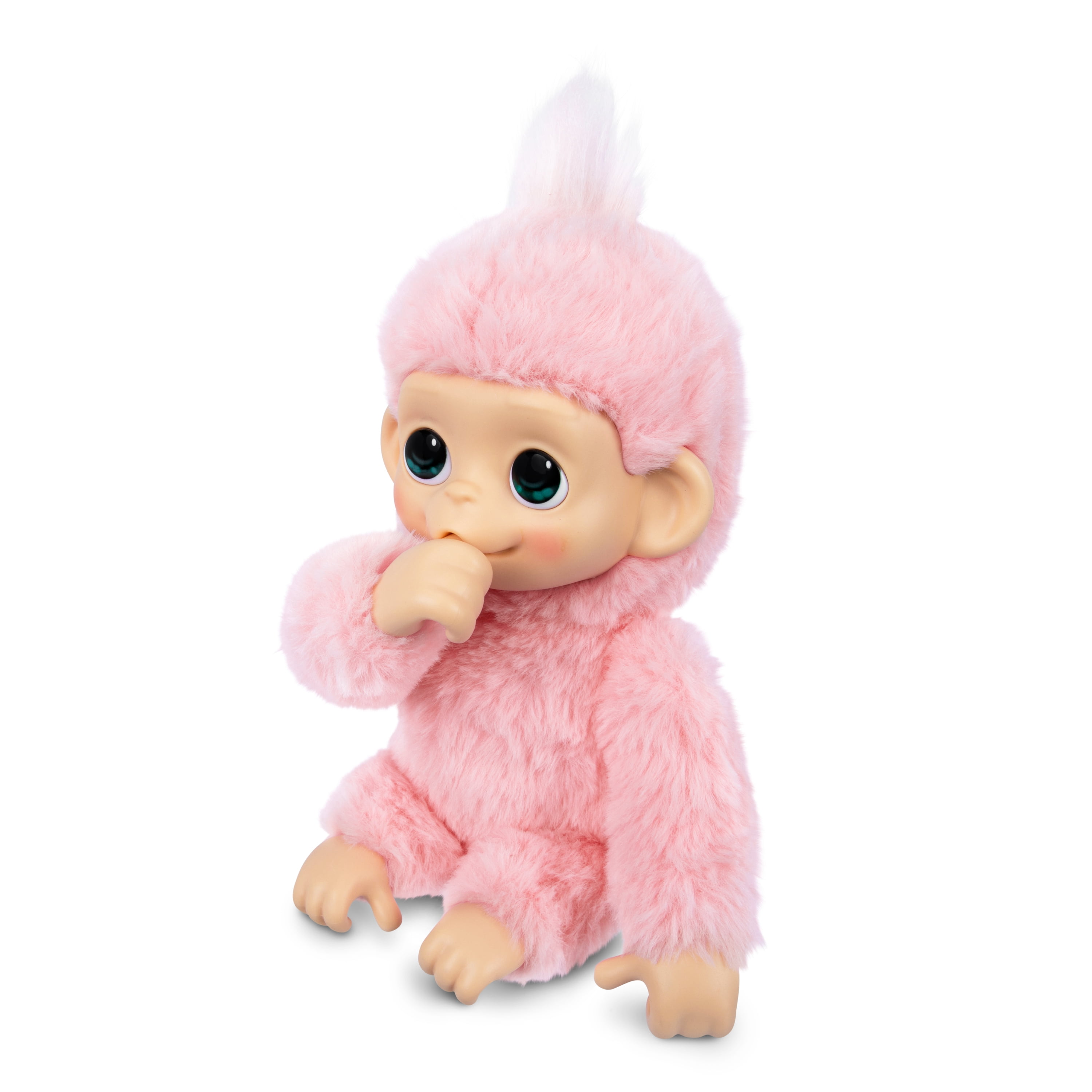 Little Live Pets Baby Monkey Minis – Luna Lemon. Interactive Pet Toy. 20+ Sounds & Reactions. Soft Pink Fur. 7.4" Tall. Collect All 3. Ages 4+