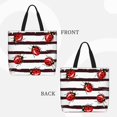 thumbnail image 4 of Sigee Ladybugs on Black and White Striped1 Print Large Capacity Zippered Tote Bag - Durable, Stylish and Versatile for Everyday Use, 4 of 9