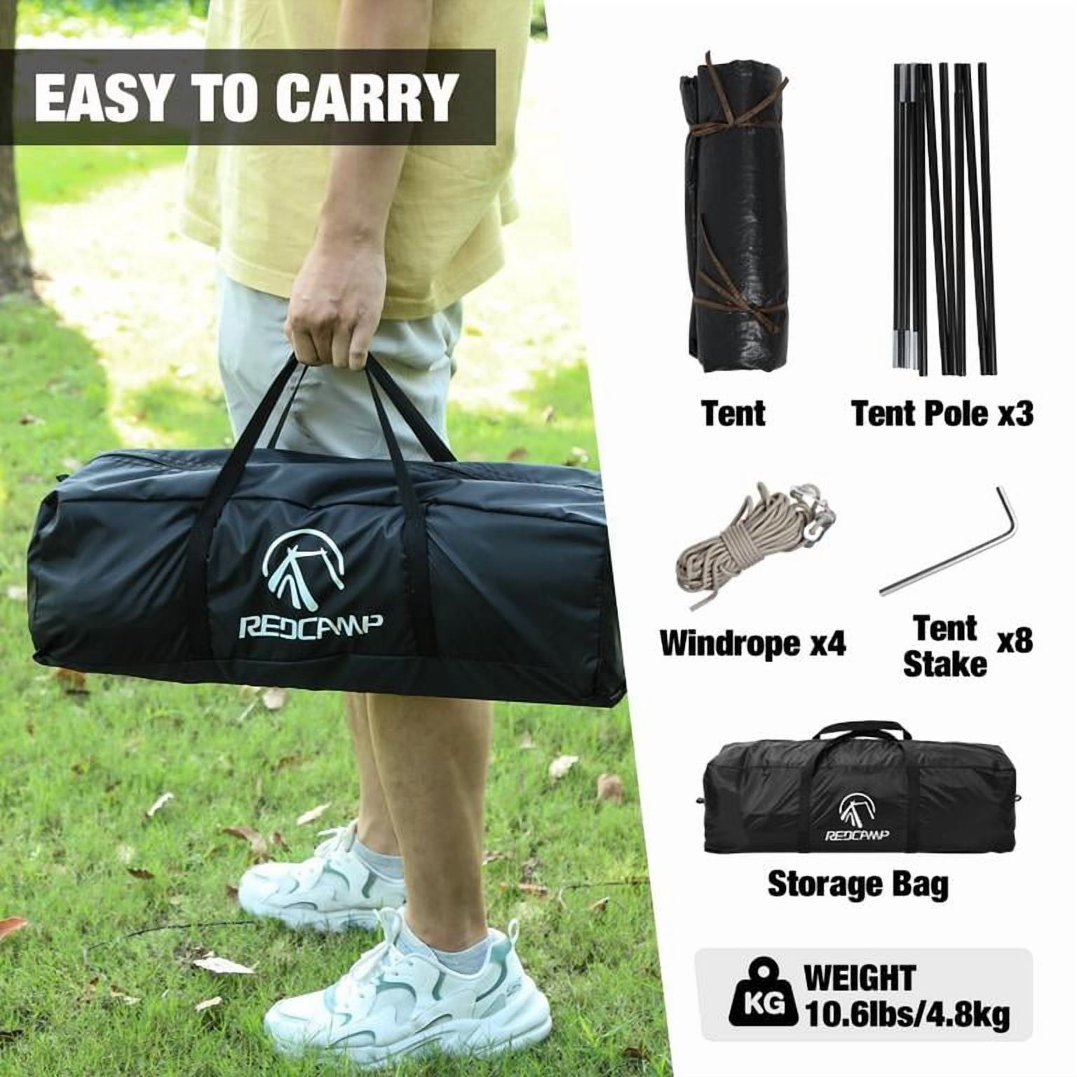 REDCAMP Camping Side Tent for Pop-Up Canopy, Easy-Setup Water-Resistant Tent Attachment for 10' Wide Canopy, Fits 2 Persons, Khaki (Frame Not Included)