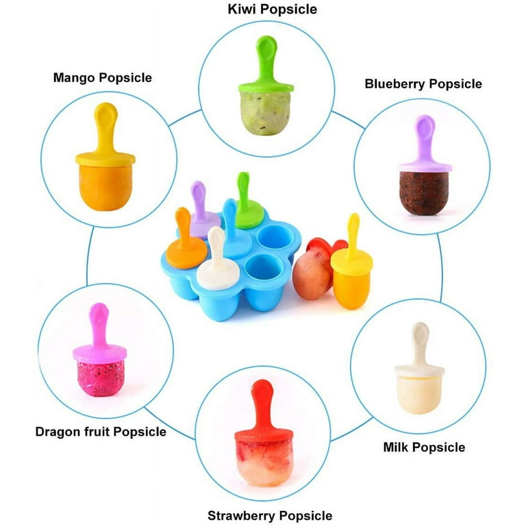 Silicone Mini Ice Pops Mold Baby Ice Cream Ball Maker Popsicles Molds Diy  Fruit Shake Tool Accessories Supplement Moldes 7 Cells