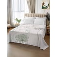 thumbnail image 2 of Dandelion Green Botanical Full Size Flat Sheet, Wrinkleproof & Fadeproof Cooling Flat Bed Sheet Only, Vintage Watercolor Floral Breathable Soft Bedding Top Sheets 81 x 96 Inches, 2 of 8