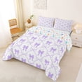 thumbnail image 2 of Erosebridal Dreamy Purple Bow Tie Full Size Comforter Sets 3 Pieces For Girls,Geometric Stripes Plaid Bedding Sets For Kids Teens,Ultra Soft Home Decor, 2 of 6