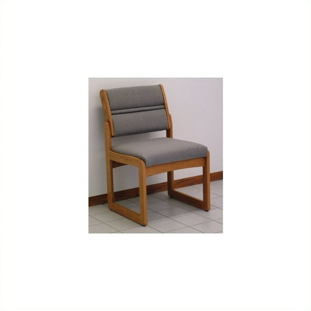 Dakota Wave Valley Armless Guest Chair in Medium Oak-Powder Blue Standard