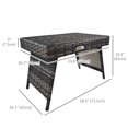thumbnail image 3 of Outsunny Foldable End Table, Metal Frame Patio Wicker Table, Mixed Grey, 3 of 10