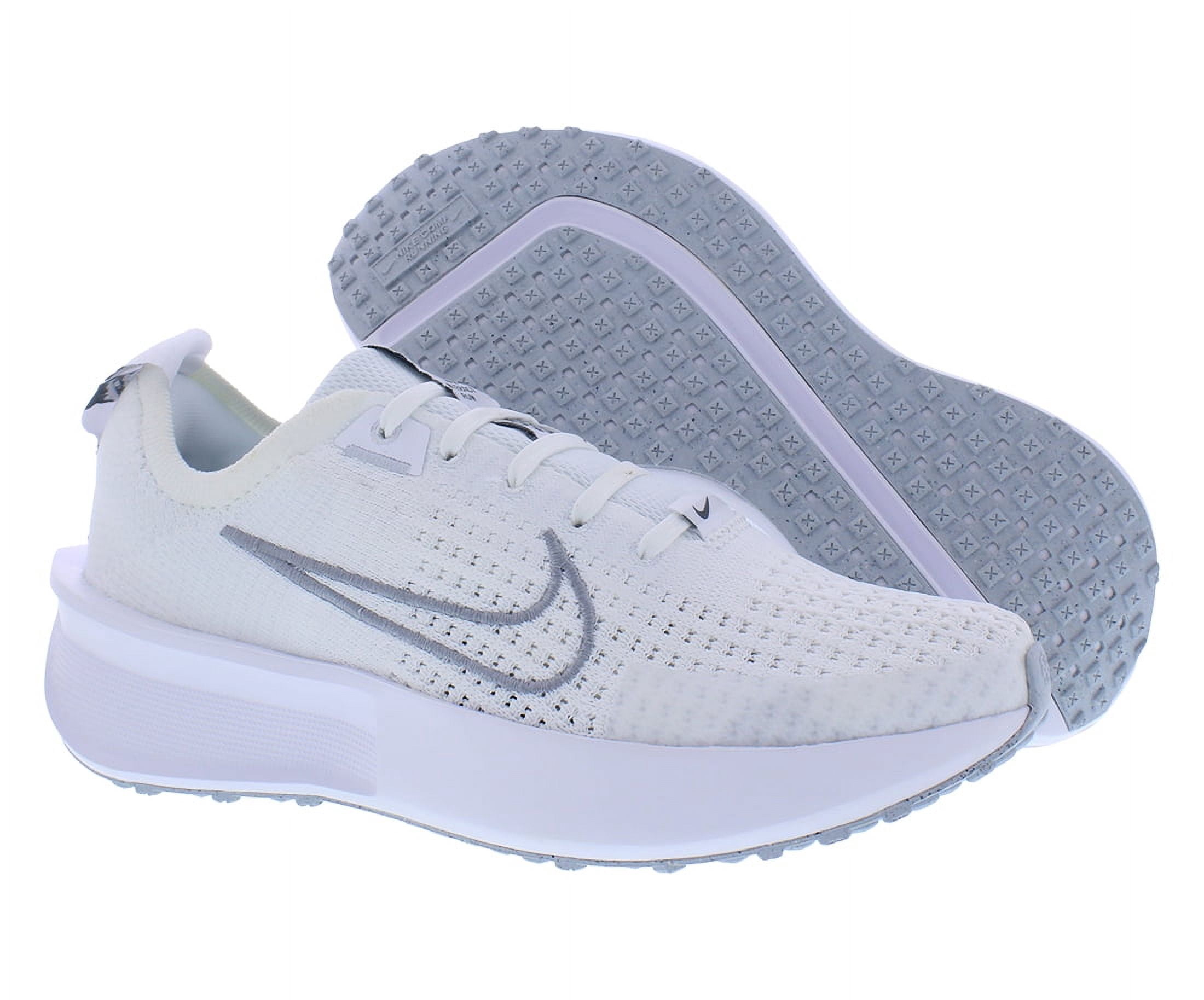 NIKE Interact Run Womens Road Running Shoes FD2292-100 (White/Metallic Silver-Pure P), Size 9