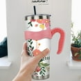 thumbnail image 3 of 40 oz Tumbler with Handle and Straw Leak Proof 40 oz Floral Cup Insulated Stainless Steel Flower Coffee Travel Mug Slim 40oz Flower Tumbler with Handle Gift for Women, 3 of 6