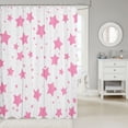thumbnail image 2 of Manfei Sparkle Stars Print Shower Curtain 72Wx72L,Playful Design Bathroom Curtain,White Pink, 2 of 5