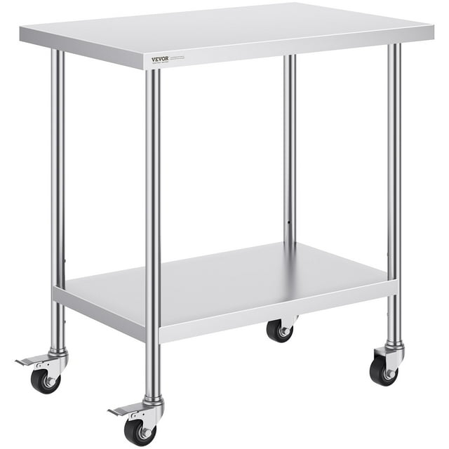 STAWAY Table de Travail en Acier Inoxydable 24x36 Pouces - Table de Préparation Alimentaire Robuste avec Roues, Hauteur Réglable, Certifiée NSF pour Usage Commercial Cuisine & Restaurant
