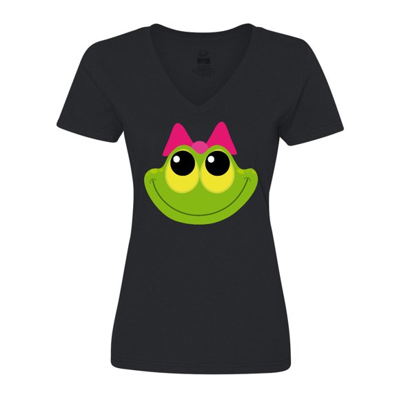 Inktastic Frog Face girl Women's V-Neck T-Shirt