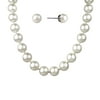 Believe by Brilliance Fine Silver Plated Simulated Pearl Earring and Necklace Set