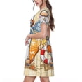 thumbnail image 2 of Fotbe Hello Summer Cute Gnome Vestido Largo de Moda para Mujer, Vestido Tipo Camiseta con Manga Corta y Estilo Casual a Rayas y Bloques de Color, 2 of 6