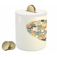 thumbnail image 2 of Cat Lover Piggy Bank, Heart Shape with Filling of Different Colored Cats Illustration Little Cat Paws, Ceramic Coin Bank Money Box for Cash Saving, 3.6" X 3.2", Multicolor, by Ambesonne, 2 of 4