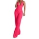 thumbnail image 1 of Mono largo de verano con cuello en V y pliegues para mujer - Diseño sexy sin espalda, poliéster ligero, para el trabajo, fiestas y uso diario, 1 of 6