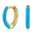 thumbnail image 4 of Gold Plated Neon Blue Enamel Huggie Hoop Earrings for Women, 4 of 5