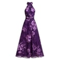 thumbnail image 7 of XIAONU Women's Tie Halter Floral Maxi Dress Ruched Waist Flowy Dresses Spring Bridesmaid Party Gown, 7 of 7