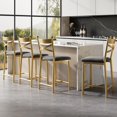 thumbnail image 1 of Juego de 2 o 4 Taburetes Altos para Barra de Cocina Tapizados en Terciopelo Gris Suave - Respaldo en X con Estructura Dorada y Reposapiés - Modernos y Cómodos, 1 of 6