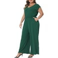thumbnail image 4 of Agnes Orinda Plus Size Jumpsuits for Women V Neck Sleeveless Wide Legs Pants Curvy Rompers with Pockets, 4 of 5