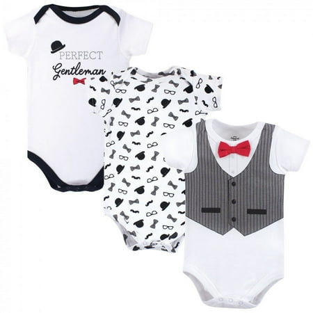 UPC: 0660168723502 | Little Treasure Baby Boy Cotton Bodysuits 3pk  Gentleman  6-9 Months